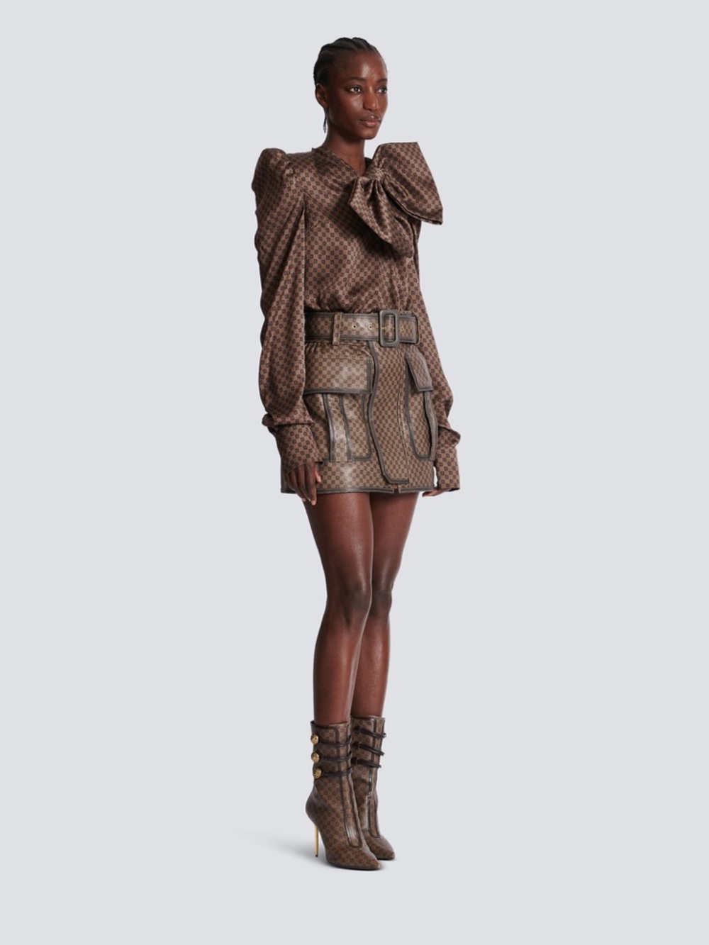 Balmain Leather Monogram Mini Skirt - Picture 2 of 12